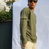 Soft Long Trendy Pocket T-shirt Khaki