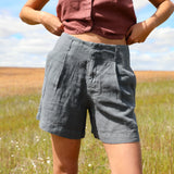 Short Linen Pants Petrol