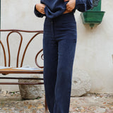 Button Pants Cupro Navy