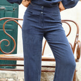 Button Pants Cupro Navy