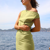 Asymmetric Linen Dress Green